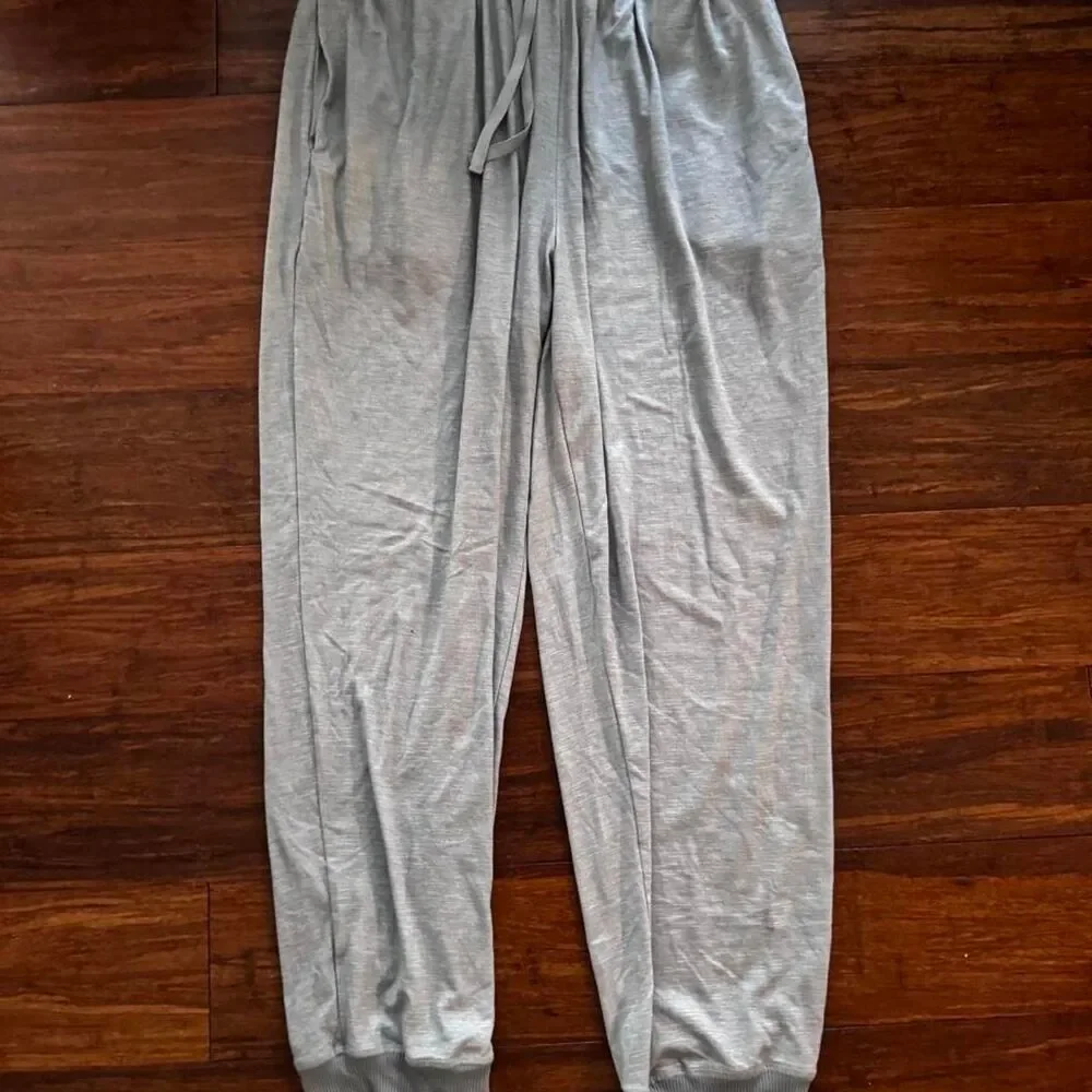 2pc set Women's Grey White Joggers hoodie sweatshirt tracksuit